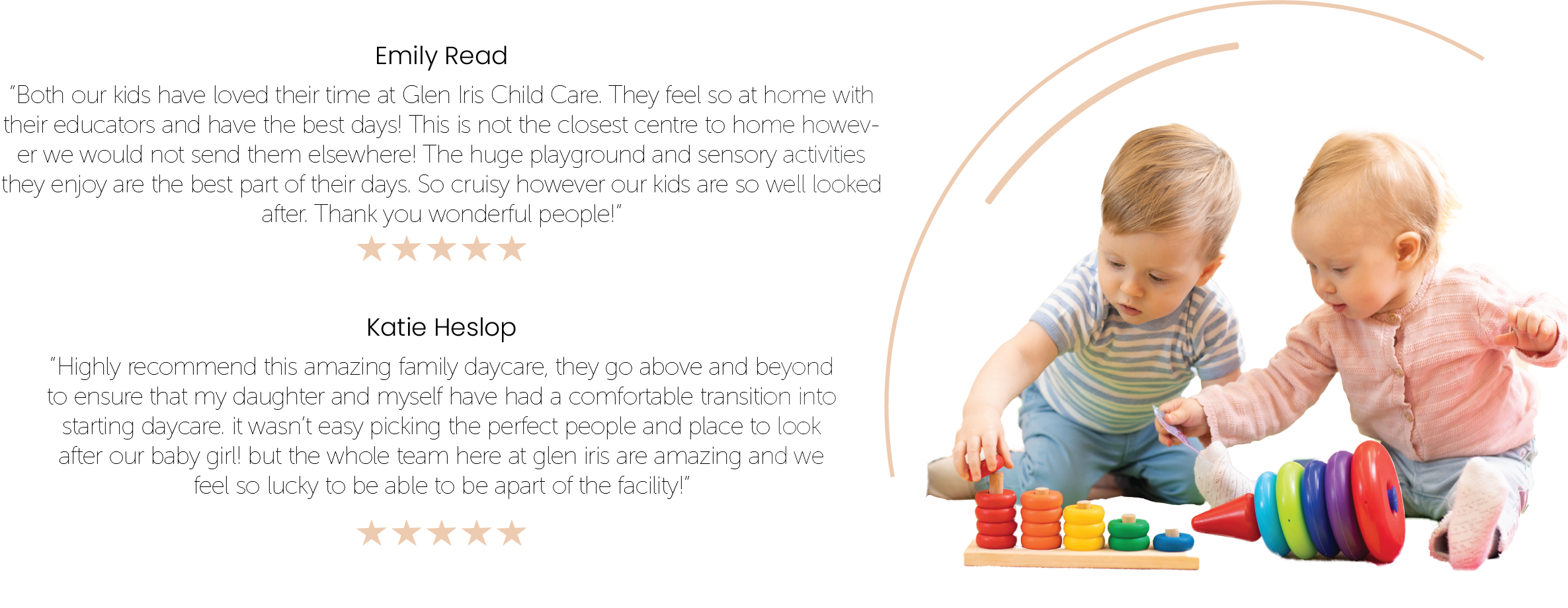 kids playing and childcare reviews, huge playground, sensory activities, highly recommend, daycare